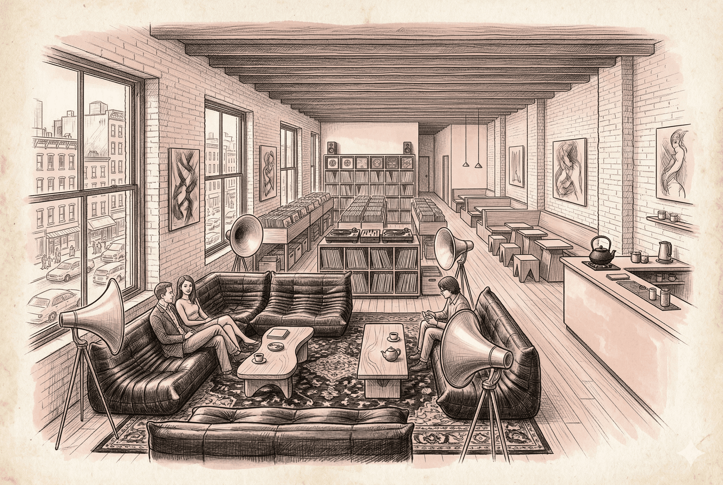 Hand-drawn sketch of Silence Please